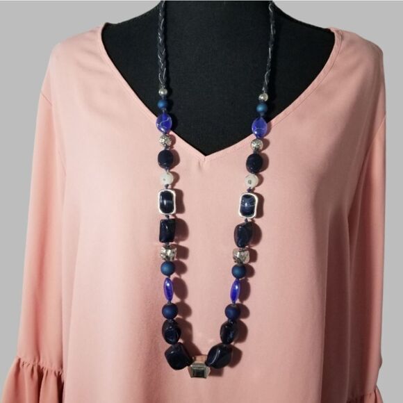 Chuncky Stone Necklace Blue - Picture 5 of 5